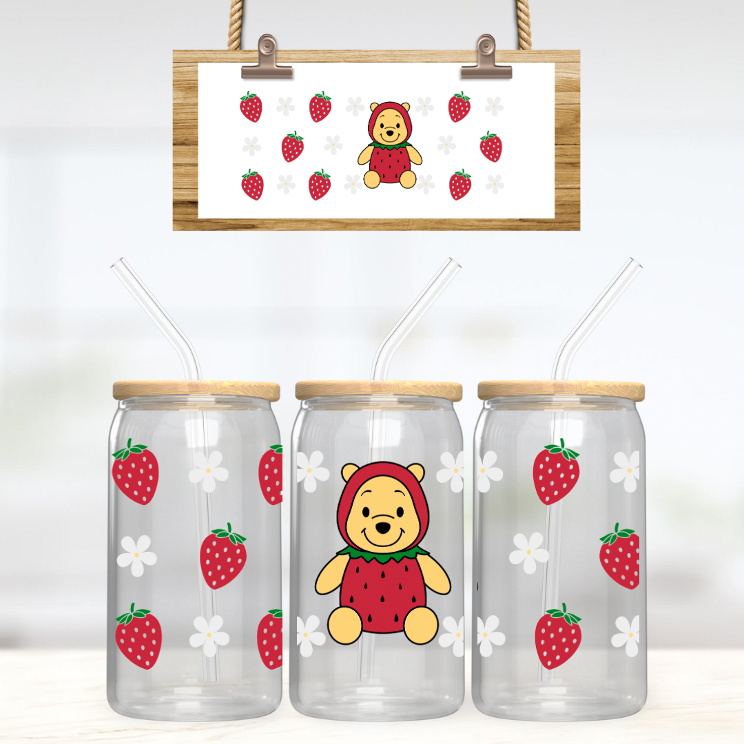 Strawberry bear 16oz UVDTF wrap
