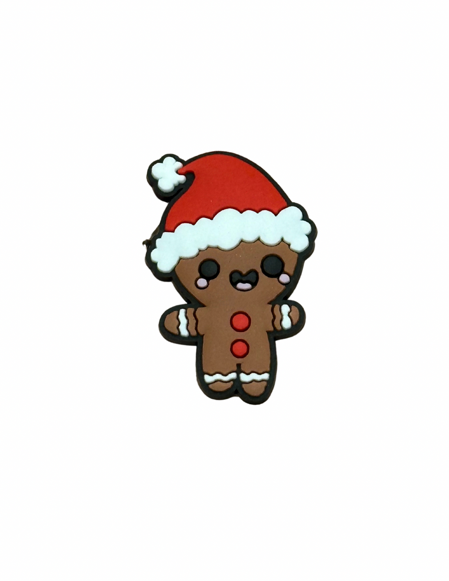 Gingerbread man Santa hat shoe charm