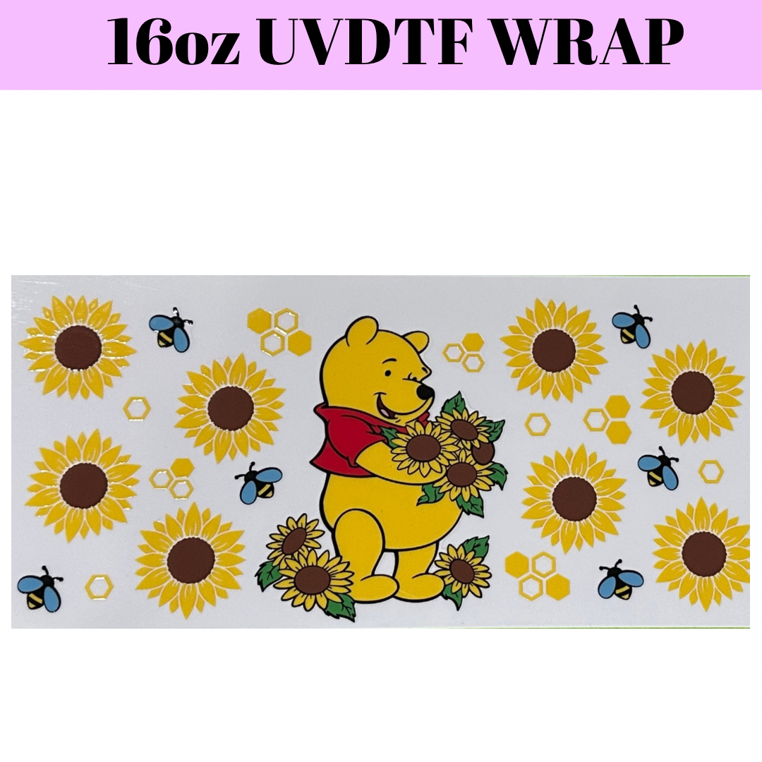 Sunflower bear 16oz UVDTF wrap