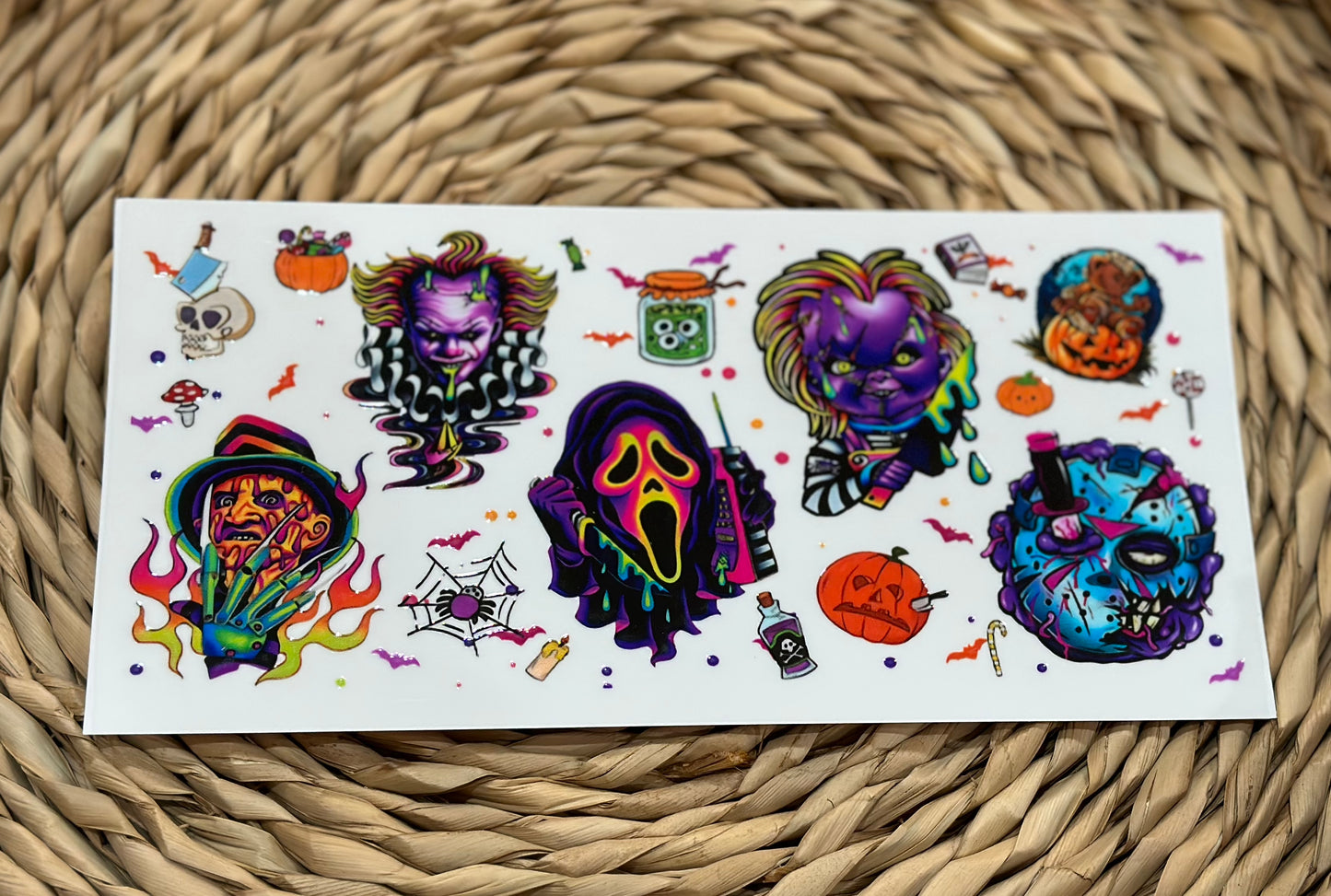 Spooky friends UVDTF 16oz glass cup wrap