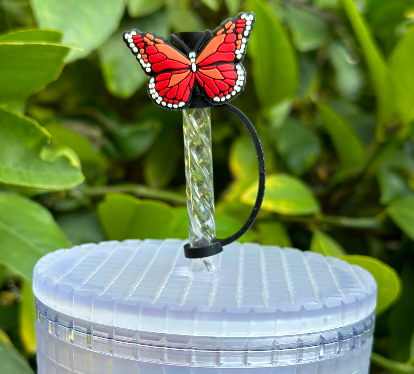 Red butterfly straw topper