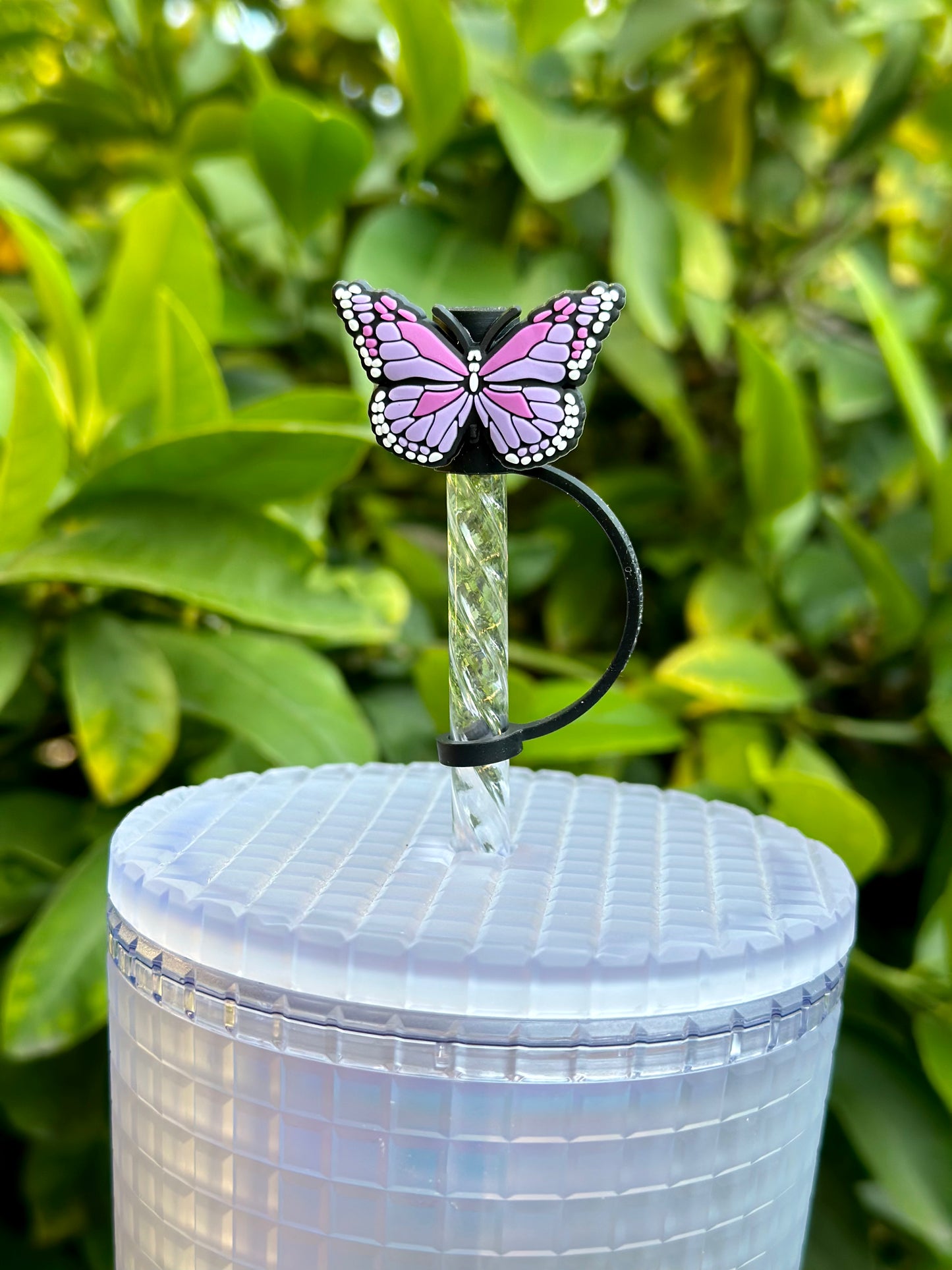 Purple butterfly straw topper