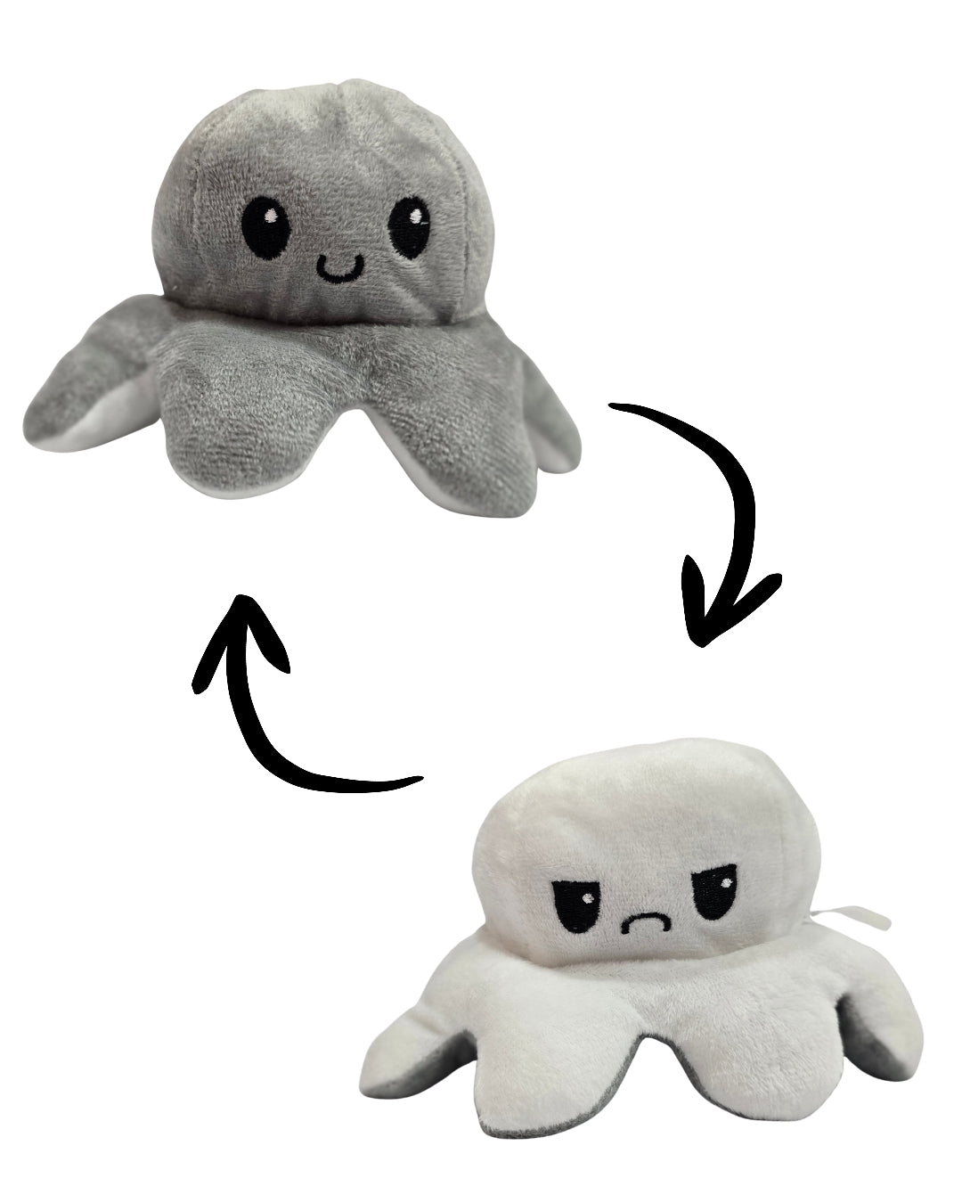 Gray and White Reversible Octopus Plushie