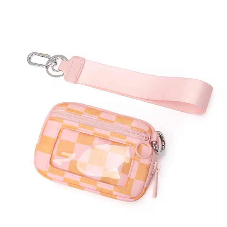 Pink/Orange Checkered Wristlet Wallet