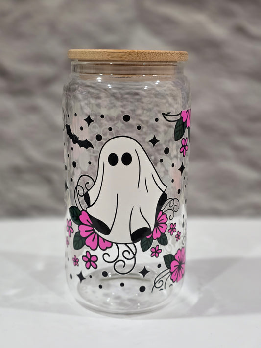Halloween ghost 16oz glass cup