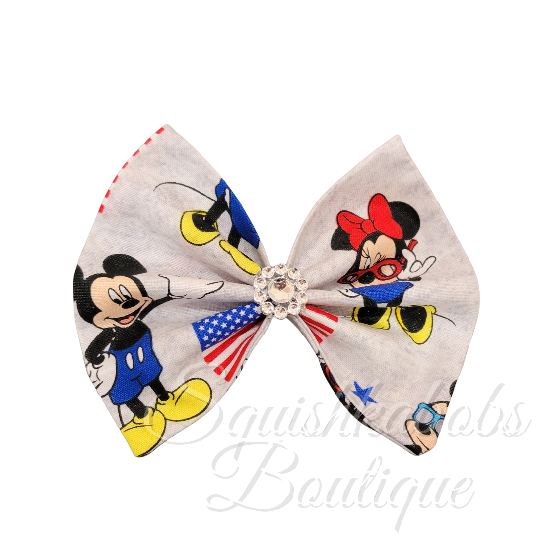 Mickey and Minnie Fourth of July hair bow