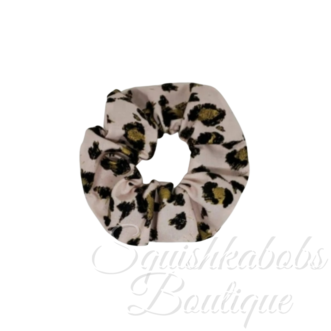 Pink leopard scrunchie