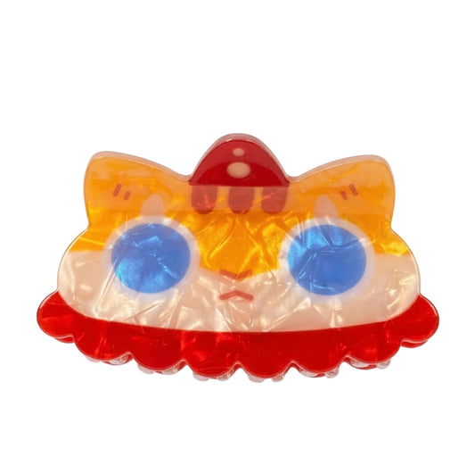 Orange Cat Clown Claw Clip