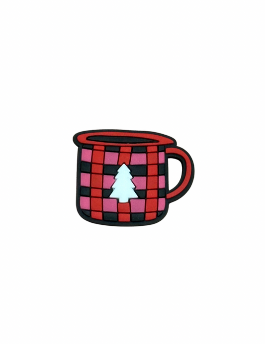 Plaid Christmas mug shoe charm