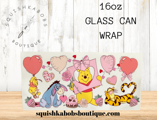 Winnie the pooh and friends Valentine’s Day 16oz UVDTF wrap