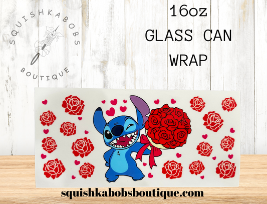 Stitch Valentine roses 16oz UVDTF wrap