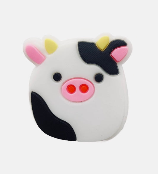 Black and white cow shoe charm