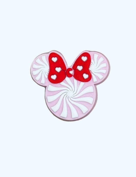 Pink peppermint mouse shoe charm