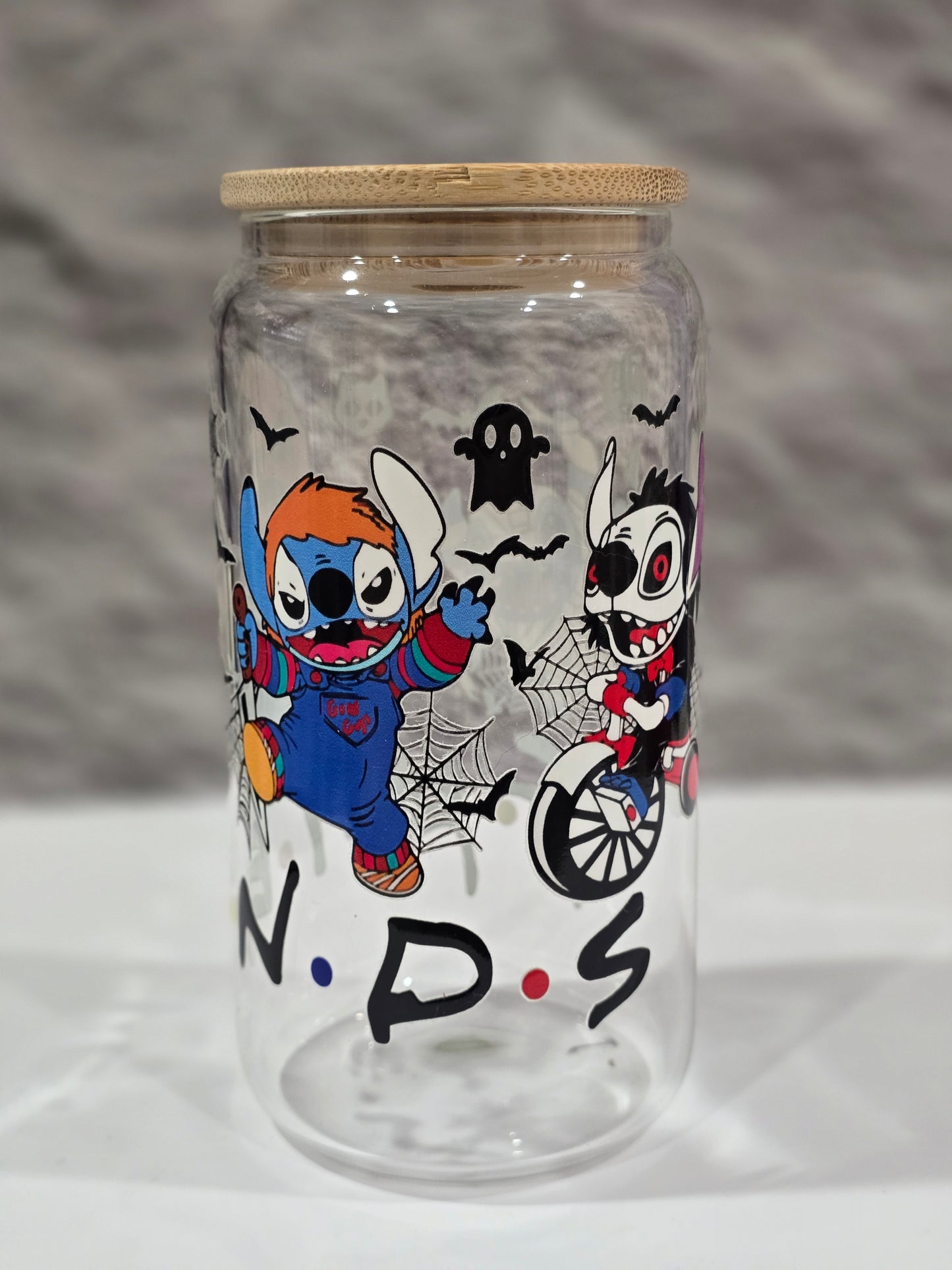 Halloween Friends 16oz glass cup