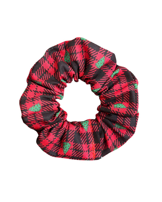 Plaid christmas tree scrunchie