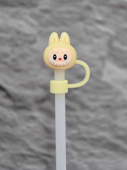 3D Yellow labubu inspired straw topper