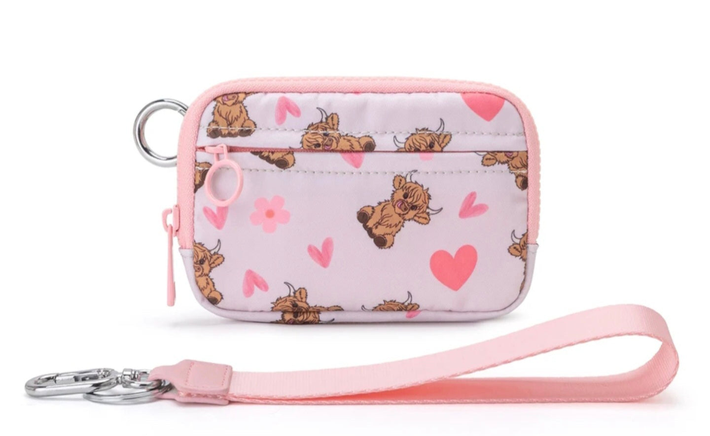 PREORDER Pink Highland Cow Wristlet Wallet
