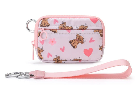 PREORDER Pink Highland Cow Wristlet Wallet