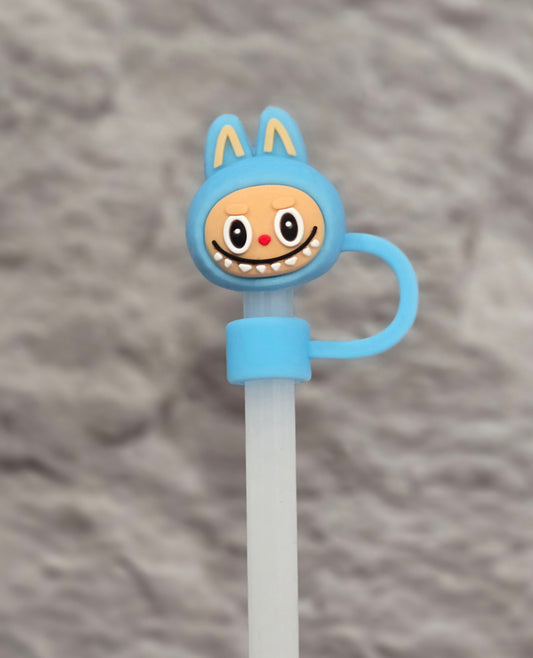 3D Blue labubu inspired straw topper