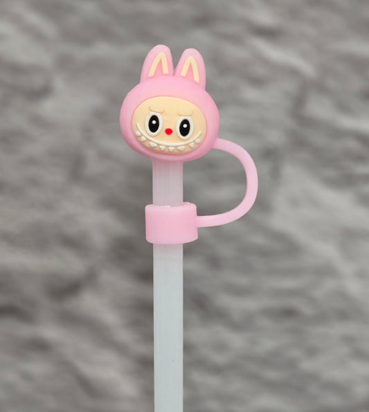 3D Pink labubu inspired straw topper