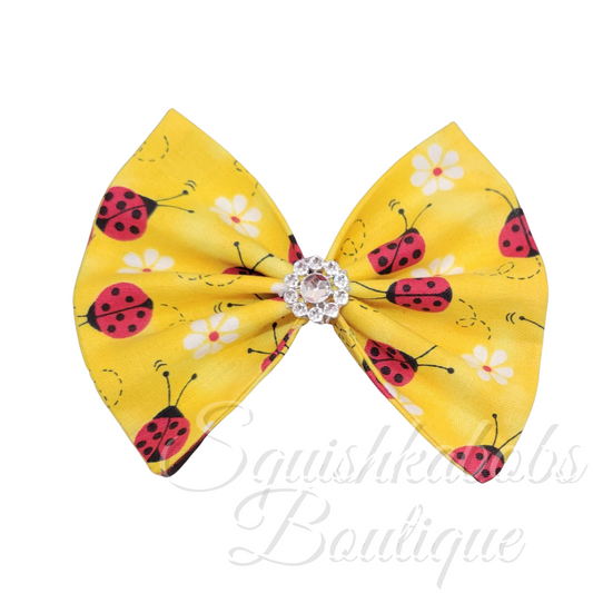 Lady bug hair bow